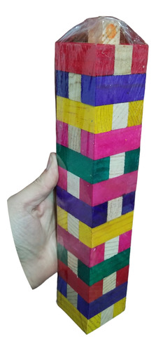 Juego Torre Bloques Colores Con Dado 100% Artesanal Madera