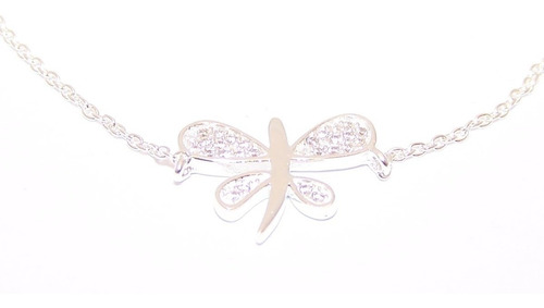 Pulsera Plata 925 Dije Mariposa Con Cubic 18cm Diámetro 2 Cm Largo 18 Cm