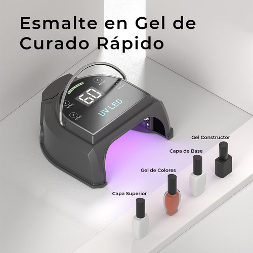 Lámpara De Uñas Led Uv Inalámbrica Profesional De 80 W, Gelp