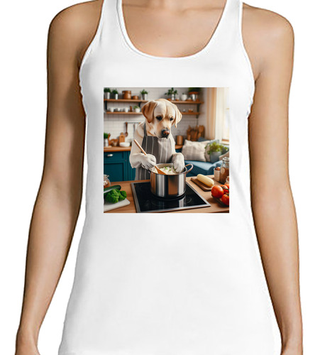 Musculosa Mujer Labrador Perro Cocinando Cocina Comida M4