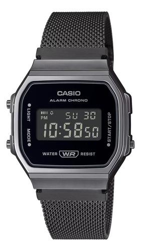 Reloj Hombre Casio A168wemb-1 Vintage Luz Led Correa Malla Correa Pavonado Bisel Pavonado Fondo Negro