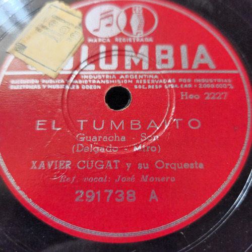 Pasta Xavier Cugat Orq Jose Monero Del Campo Columbia C614