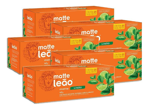 Chá Matte Limão Leão Com 25 Saquinhos Kit 5