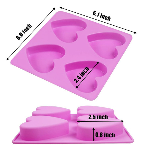 4 Moldes De Silicona En Forma De Corazón