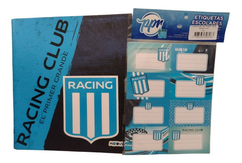 Carpeta Racing Club N° 3 Con Etiquetas Lic Orig Color Celeste