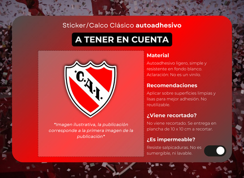 Sticker Independiente Rojo Cai Gran Campeón Argentina X3