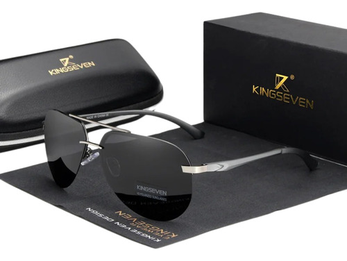 Óculos De Sol Kingseven Aviador Masculino Polarizado Luxuoso Cor Cinza-escuro