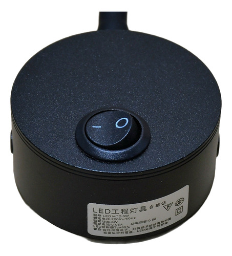 Lampara De Pared 220v Velador 3w Direccional Luz De Lectura Negro