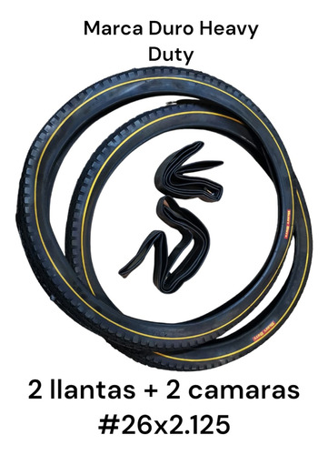 2 Llantas Duro+2 Camaras 26x2.125 Bici O Triciclo Reforzada