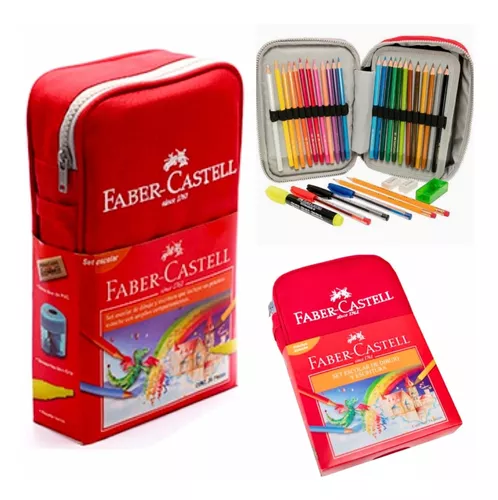 Faber Castell 24 Colores Estuche 34 Piezas Escuela Dibujo