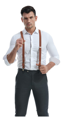 Mendeng Tirantes Ajustables Para Hombre Bronce Metal Clip...