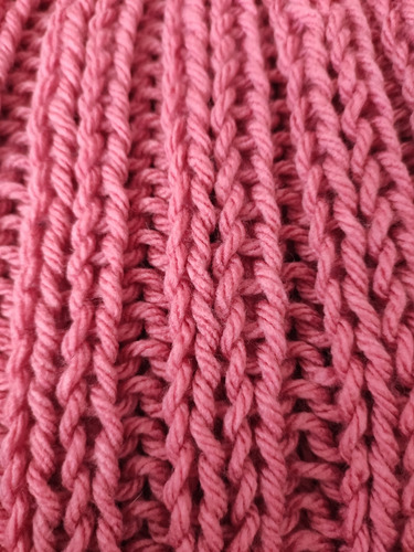 Bufandon Tejido A Mano Rosa Viejo Tejido