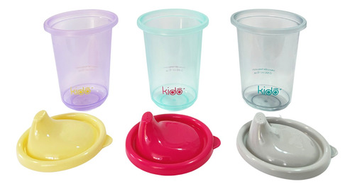 Set De 3 Vasos Entrenamiento Reutilizables 330 Ml Niños Kido