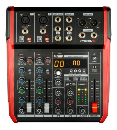 Mezcladora Proel 6 Canales Usb Bluetooth Y Fx Profesional