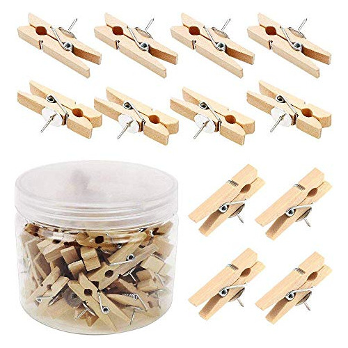 Conjunto De 50 Tachuelas Clips De Madera, Chinchetas, G...