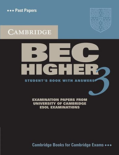 Cambridge Bec Higher 3 Student's Book With Answers, De Vvaa. Editorial Cambridge, Tapa Blanda En Inglés, 9999