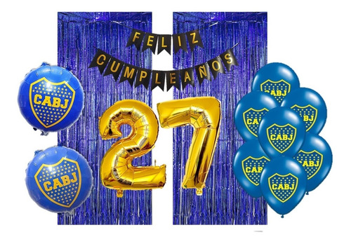 Globos Latex 12  Boca Juniors X10u Pack + Cortina + Numeros