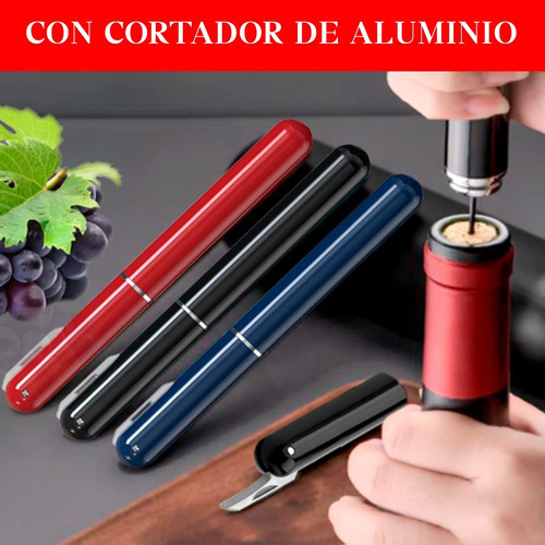Sacacorcho Manual Vino Botella Aguja Bombeo A Presion Aire Negro