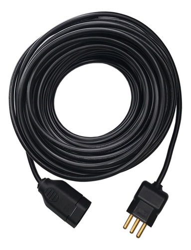 Extensão Elétrica 25 Metros 20a Cabo Pp 3x2,5 Com Pinos 20a Cor Preto 127v/220v