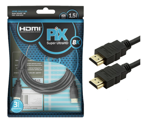 Cabo Hdmi 2.1 Gold 8k Ultra Hd Hdr 19p Tv Game 1.5 Metros 4k