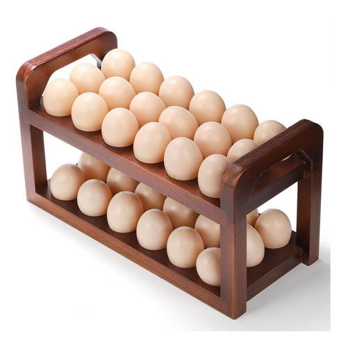 Soporte Para Huevos De Madera De Acacia Con Asa De Transport