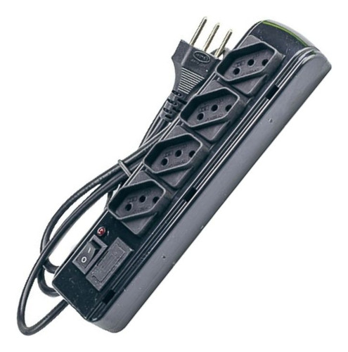 Kit 25 Pçs Filtro De Linha Em Abs C/ 4 Tomadas Diagonais Cor Preto 127v/220v