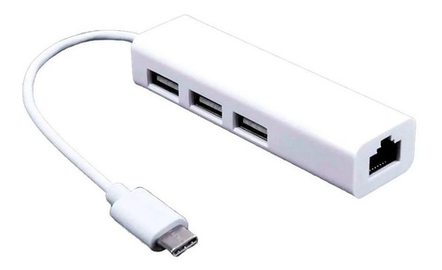 Adaptador De Usb Tipo C Macho A 3 X Usb 2.0 Hembra + Rj45