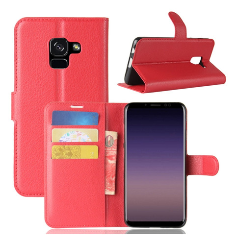 Funda De Poliuretano Con Textura Litchi Para Galaxy A8 (2018