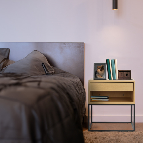 Mesita De Noche Minimalista Con Cajón Acabado Mate Color Mar