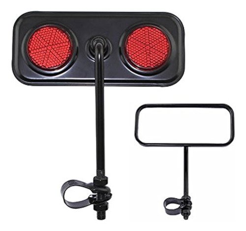 Lowrider Rectangular Bicycle Bike Mirror Negro Con Red Refle