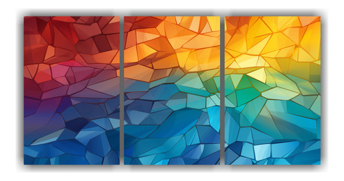 120x60cm Cuadro Abstracto Con Paleta De Colores Triádicos