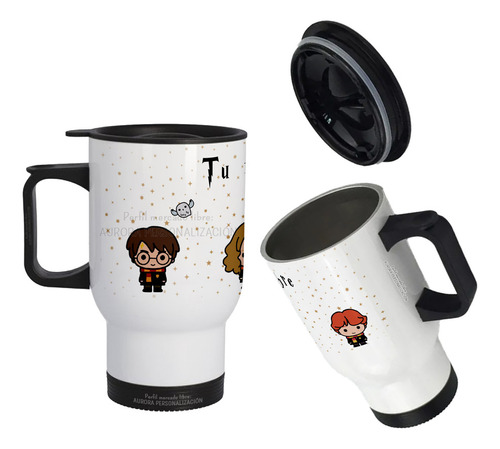 Mug Vaso Termico Viajero Para Carro Harry Potter Con Nombre