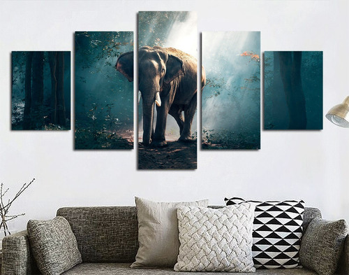 5 Cuadros Canvas Elefante Naturaleza Paisaje Diseño Arte