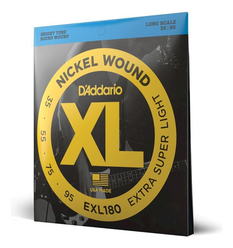 Encordoamento Baixo 4c .035 D'addario Xl Nickel Wound Exl180