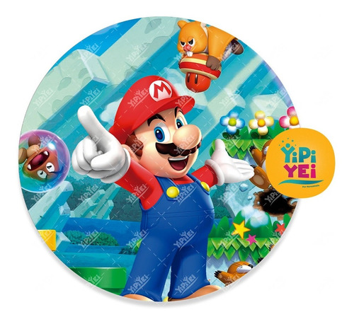 Lona Super Mario Bros Para Mampara Redonda 1.5m Aro Fondo