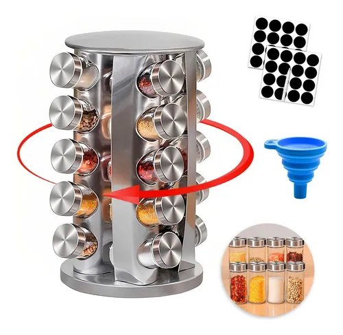 comprar Especiero Giratorio, 20 Tarros Vidrio Especias Y Condimentos