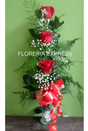 Copa De 3 Rosas  Envio Gratis Floreria Foto Real