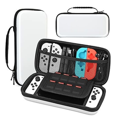 Estuche De Transporte Para Switch Oled Color Blanco Con Asa