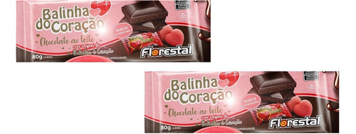 Chocolate Ao Leite Balinha Do Coração 80g Raspas De Morango