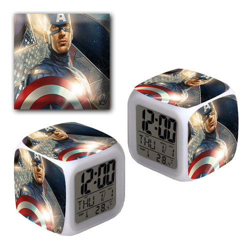 Reloj Despertador Iluminado Capitan America Los Vengadores