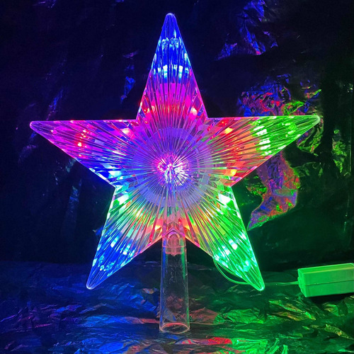 Estrella Punta De Arbol Tipo Cristal Luces Navideñas 18 Led