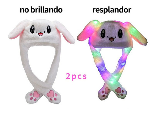 2 Gorros De Peluche Con Orejas Móviles Y Brillantes