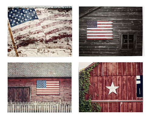 Lisa Russo Fine Art - Patriotica Farmhouse Flag American Bar