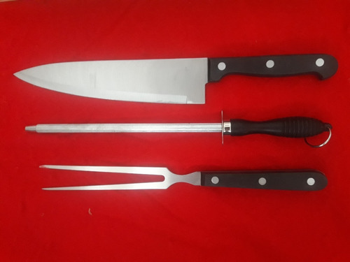 Set Cubiertos Para Asado: Cuchilla+trinchante+chaira+caja
