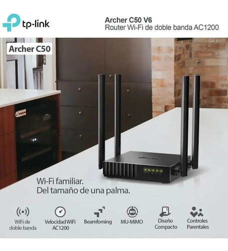 Imagen 4 de 5 de Router Ap Repetidor Tp Link Archer C50 Wifi Dual Band 3 En 1