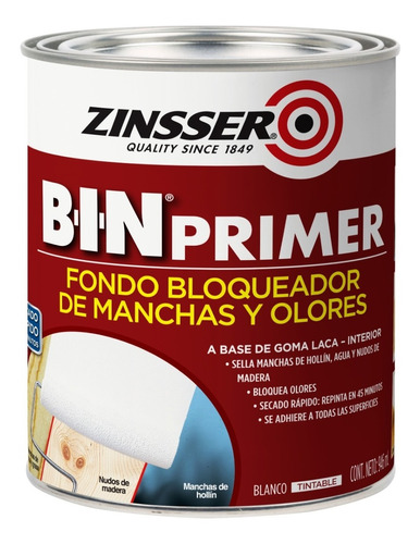 Bin Primer Fondo Bloquea Mancha Y Olor Zinsser Blanco 946 Ml