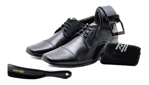 Kit 4x1 Sapato Social Rafarillo Em Couro Preto 34001-03 Menor preço em Kit 4x1 Sapato Social Rafarillo Em Couro Preto 34001-03