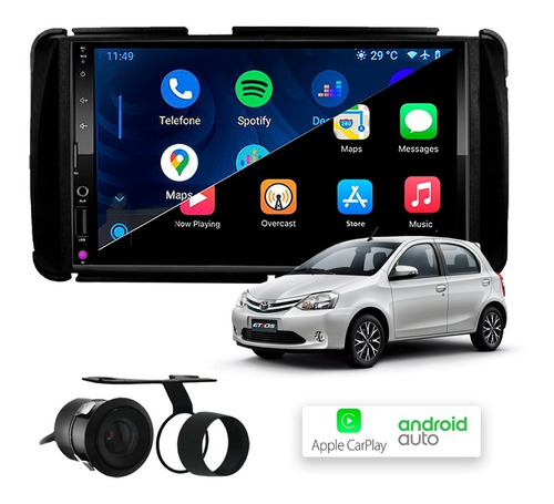 Multimídia Mp10 Carplay E Android Auto Etios 2012 A 2018