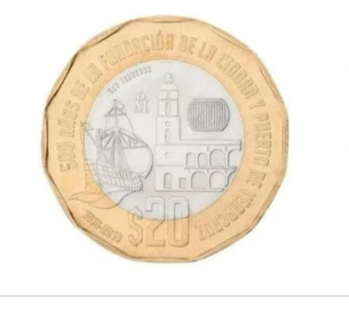 Moneda De $20 Fundación De La Ciudad Y Puerto De Veracruz 