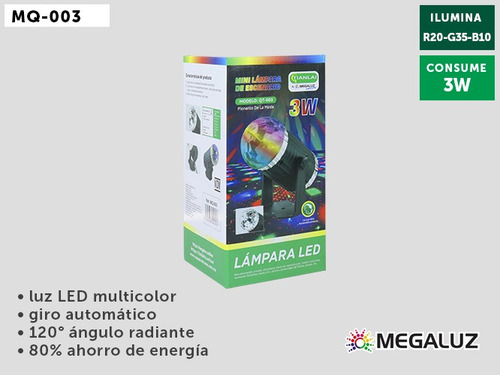 Cañon De Luces Led Rgb Foco Giratorio Multicolor 3w 6 Piezas